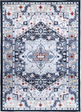 Valencia Navy Multi Medallion Non-Slip Rug - ANGE01