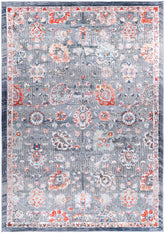 Valencia Distressed Floral Grey Multi Non-Slip Rug - ANGE12