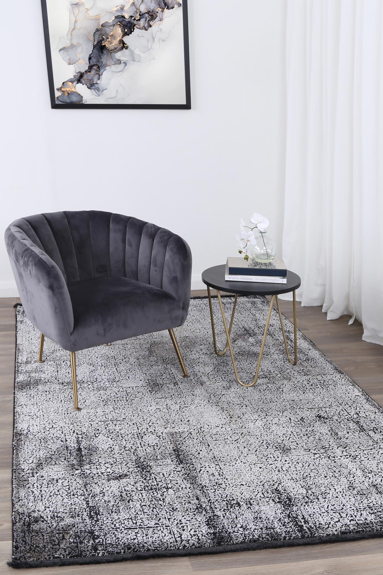 Mykonos Distressed Oriental Pewter Rug