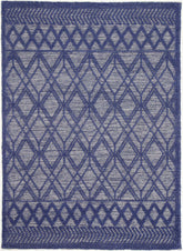 Shoreline Cobblestone Tribal Blue Wool Rug