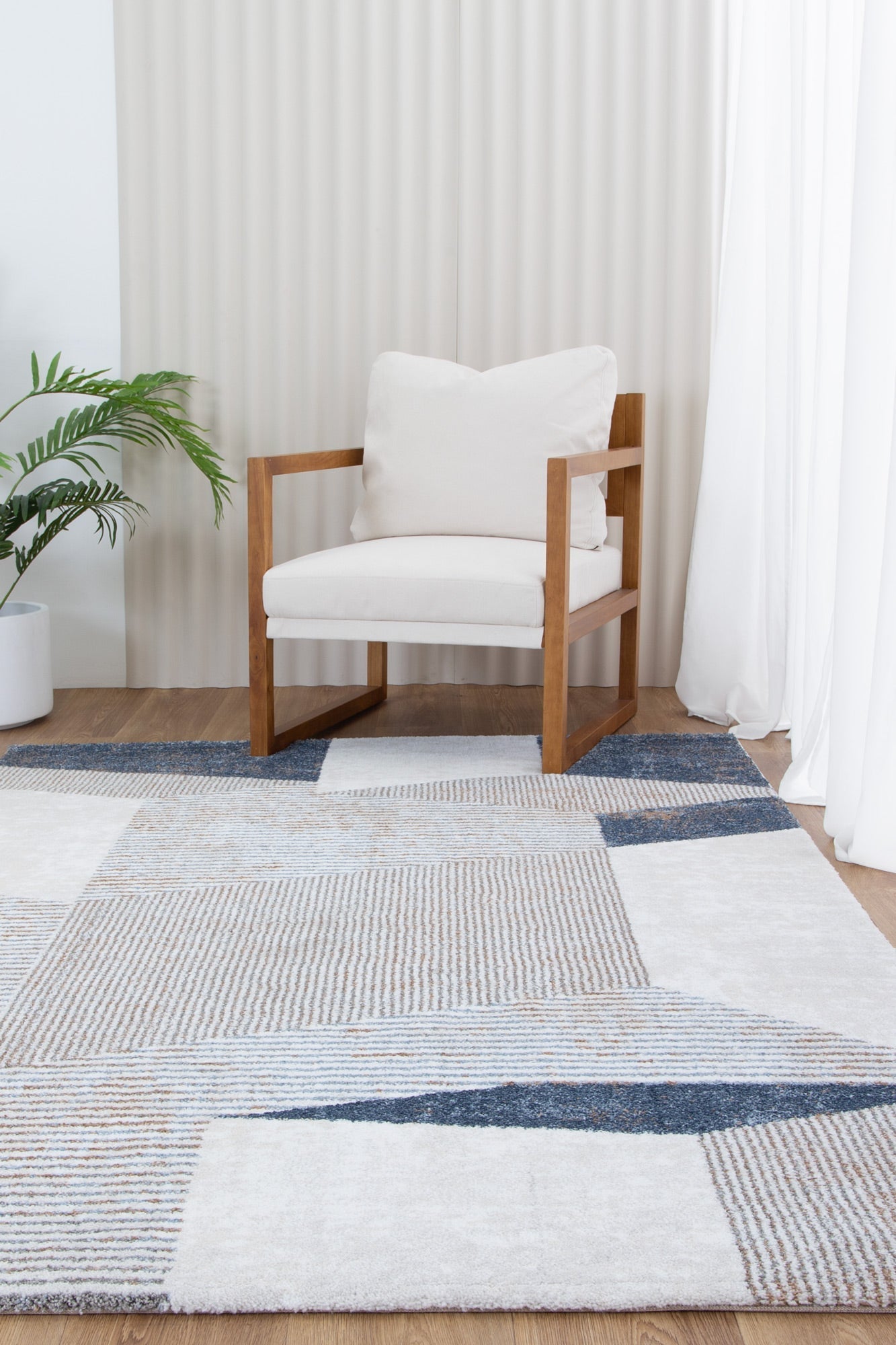 Mosaic Geometric Shapes Blue Multi Rug - INDU006