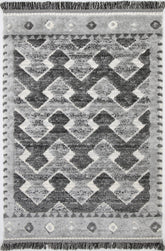 Covea Tribal Carved Lines Cream Anthracite Rug
