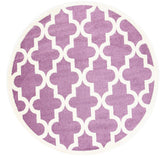 Stilo Violet Pink and White Lattice Pattern Kids Round Rug