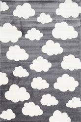 Stilo Dark Grey and White Cloud Kids Rug