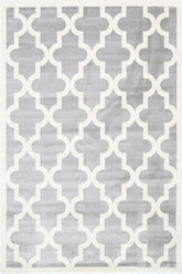 Stilo Light Grey and White Lattice Pattern Kids Rug