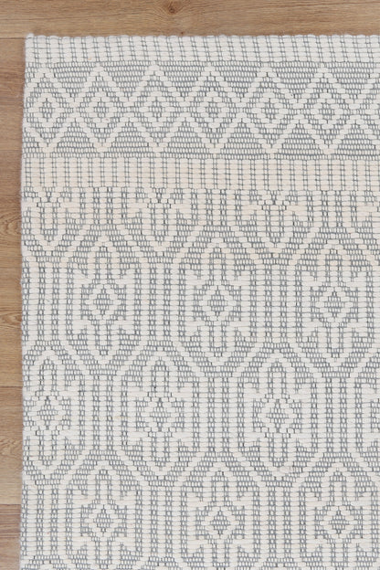 Bellora Geometric Light Grey Wool Rug