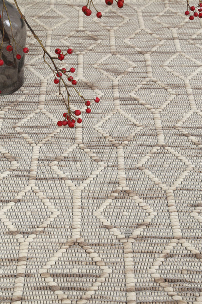 Bellora Lattice Beige Wool Rug