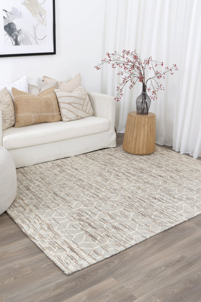 Bellora Lattice Beige Wool Rug