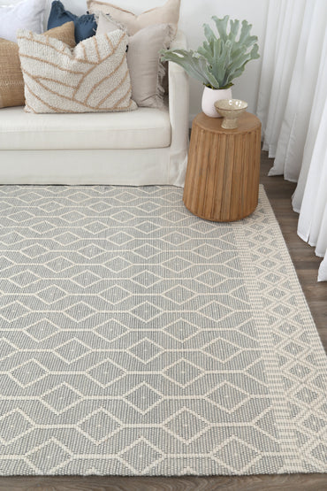 Bellora Lattice Light Grey Wool Rug