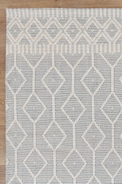 Bellora Lattice Light Grey Wool Rug