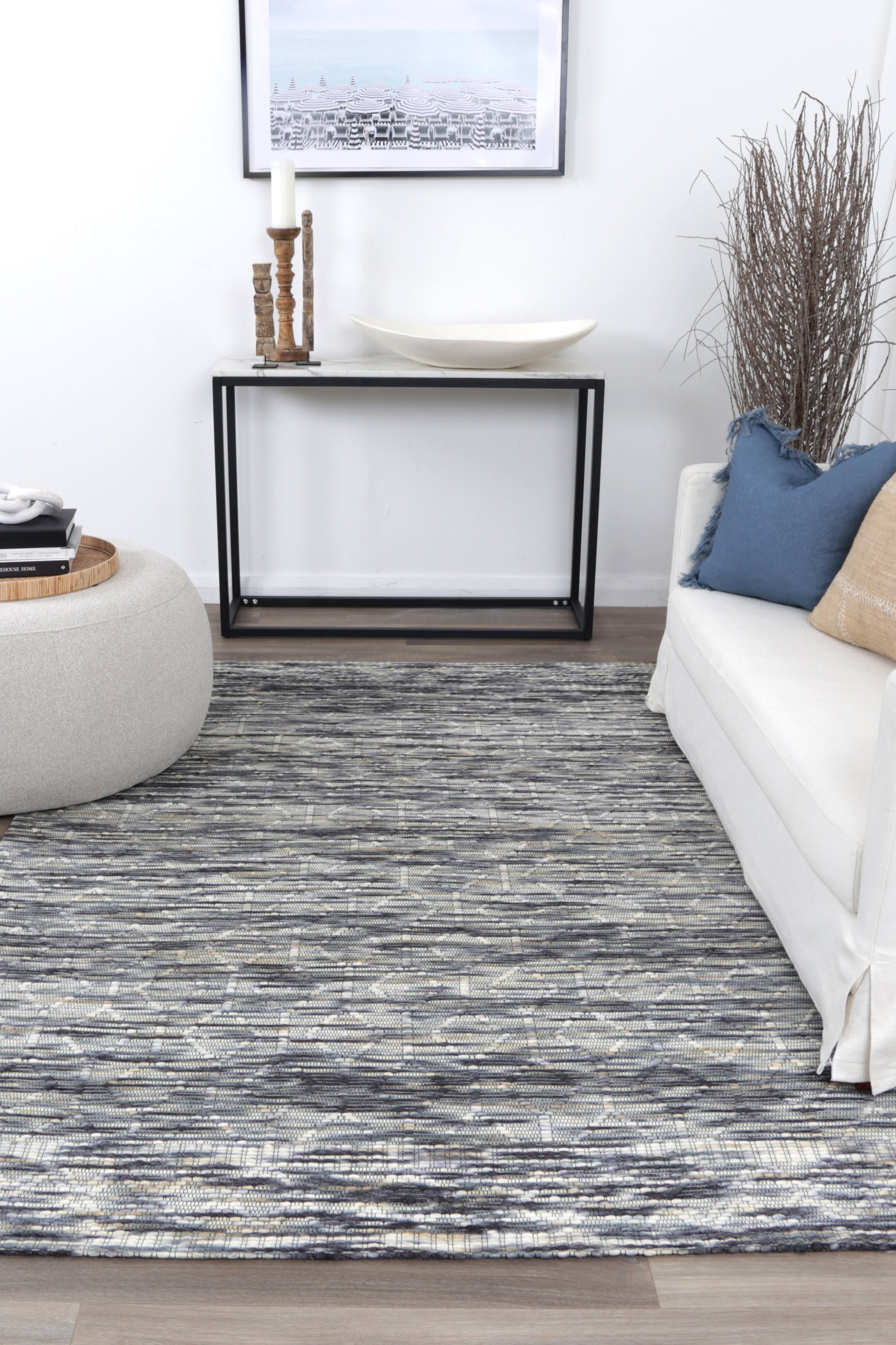Bellora Lattice Stone Wool Rug