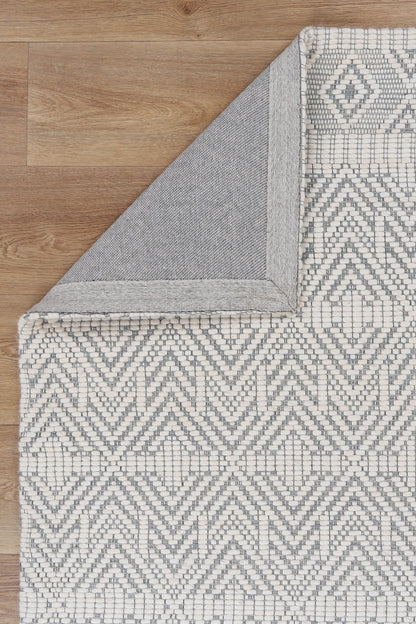 Bellora Chevron Light Grey Wool Rug