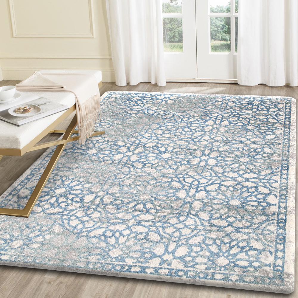 Umber Blue Demask Rug