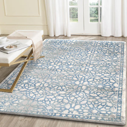 Umber Blue Demask Rug