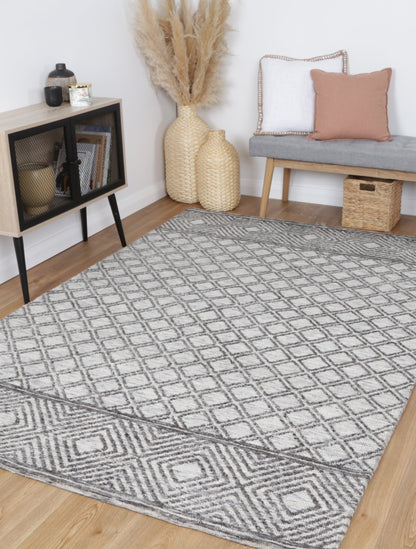 Estra Ajnala Charcoal & Beige Cotton Blend Rug