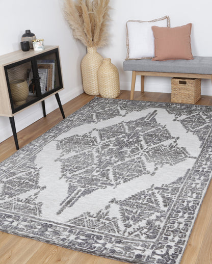 Estra Beas Grey Cotton Blend Rug