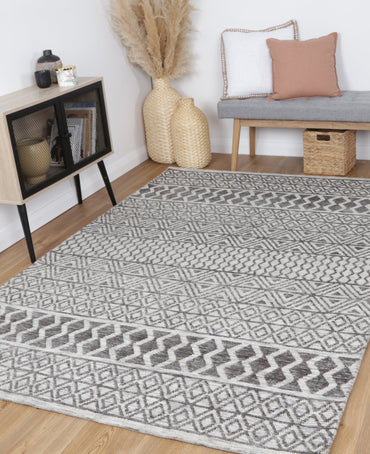 Estra Ramdass Charcoal & Beige Cotton Blend Rug
