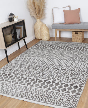 Estra Ramdass Grey Cotton Blend Rug