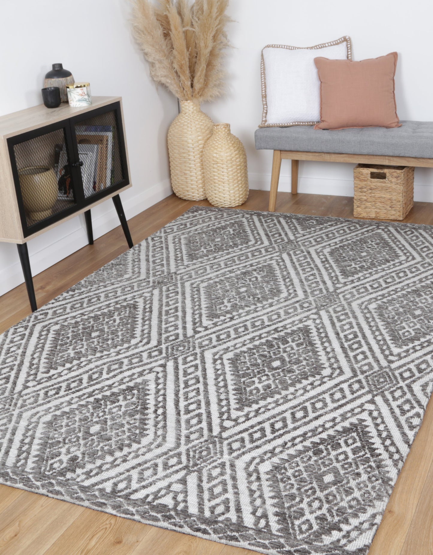 Estra Majitha Grey Cotton Blend Rug