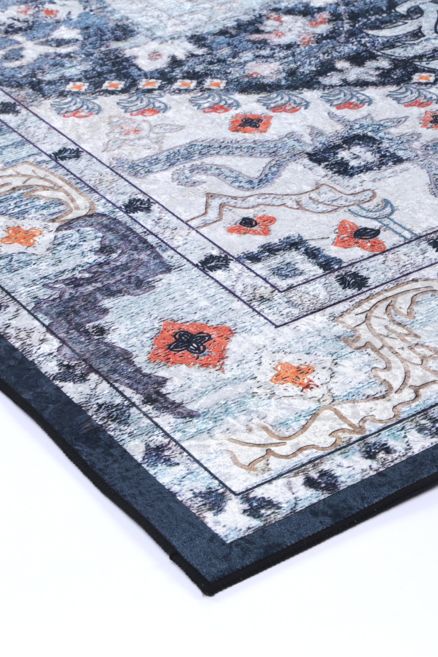 Valencia Navy Multi Medallion Non-Slip Rug - ANGE01