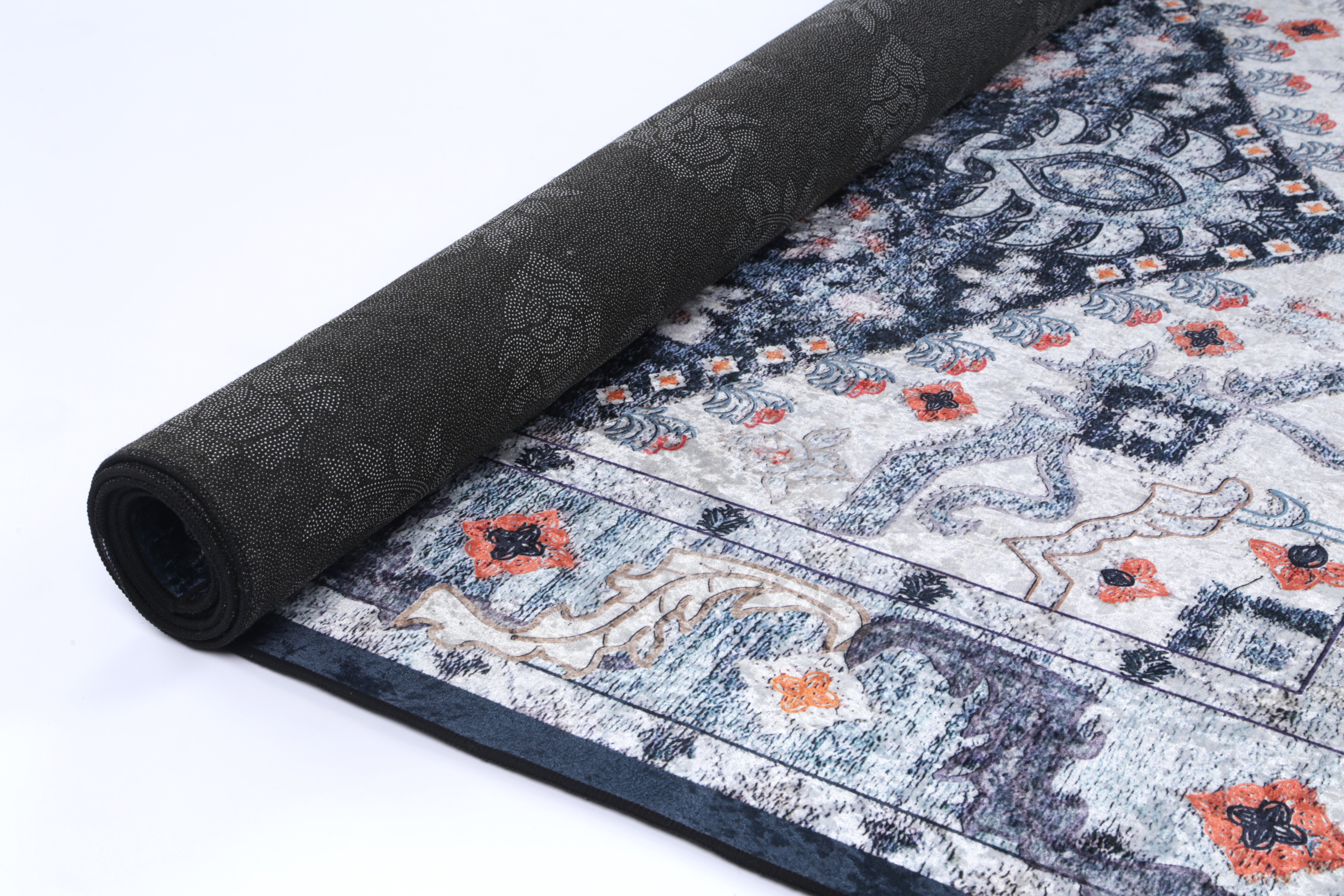 Valencia Navy Multi Medallion Non-Slip Rug - ANGE01