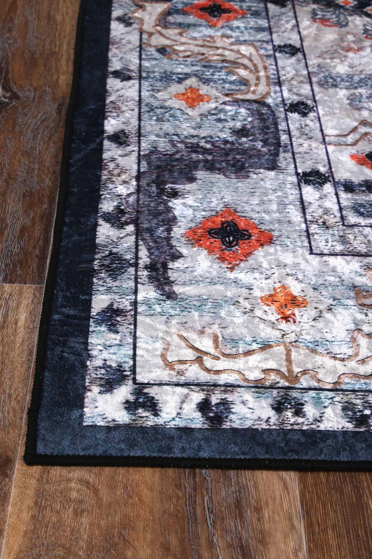 Valencia Navy Multi Medallion Non-Slip Rug - ANGE01