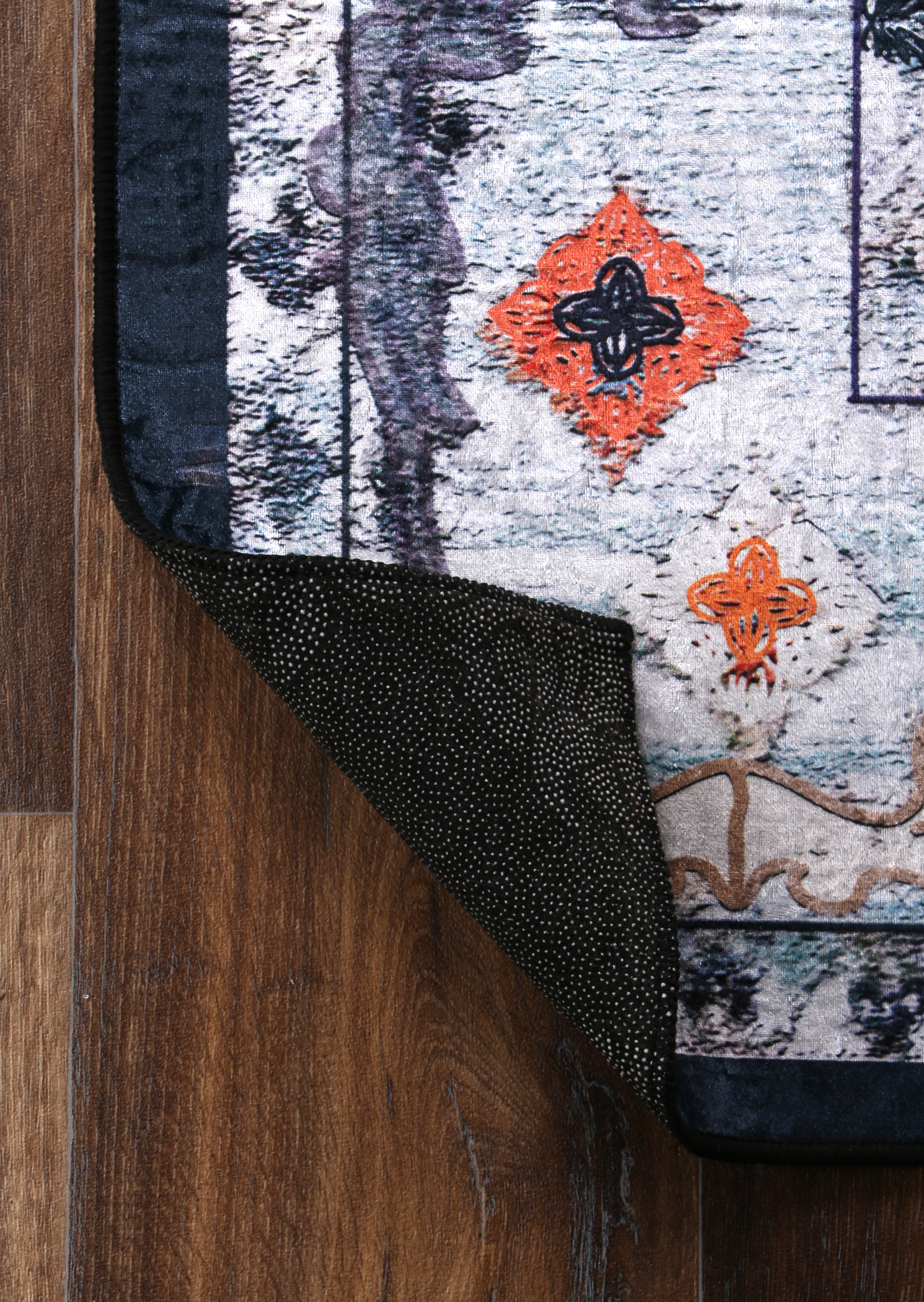 Valencia Navy Multi Medallion Non-Slip Rug - ANGE01