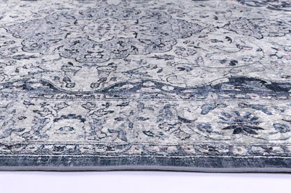 Valencia Navy Medallion Non-Slip Rug - ANGE02