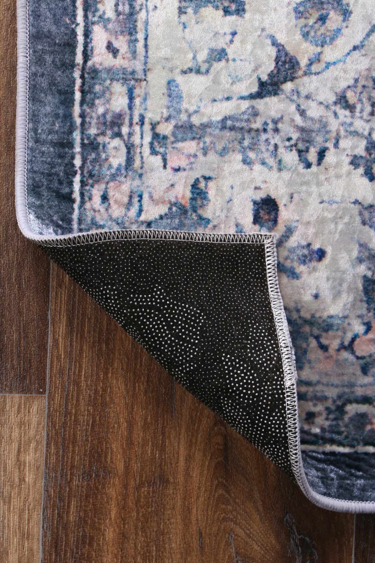 Valencia Navy Medallion Non-Slip Rug - ANGE02