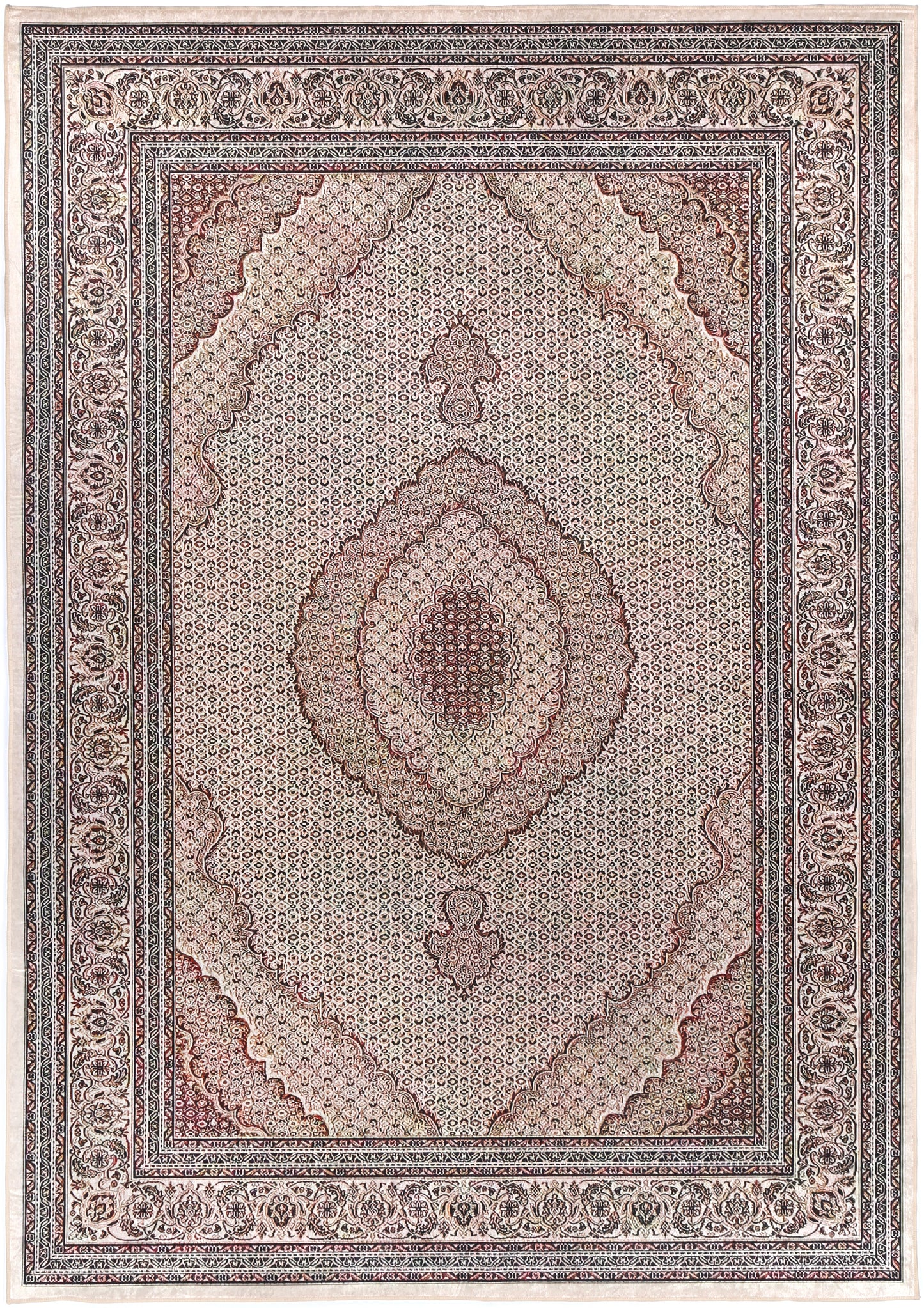 Valencia Medallion Red Non-Slip Rug - ANGE04