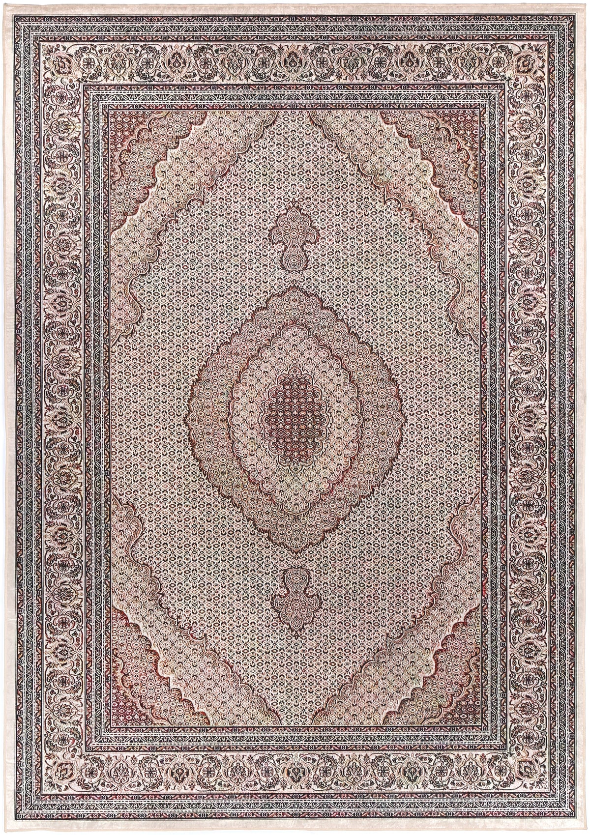 Valencia Medallion Red Non-Slip Rug - ANGE04