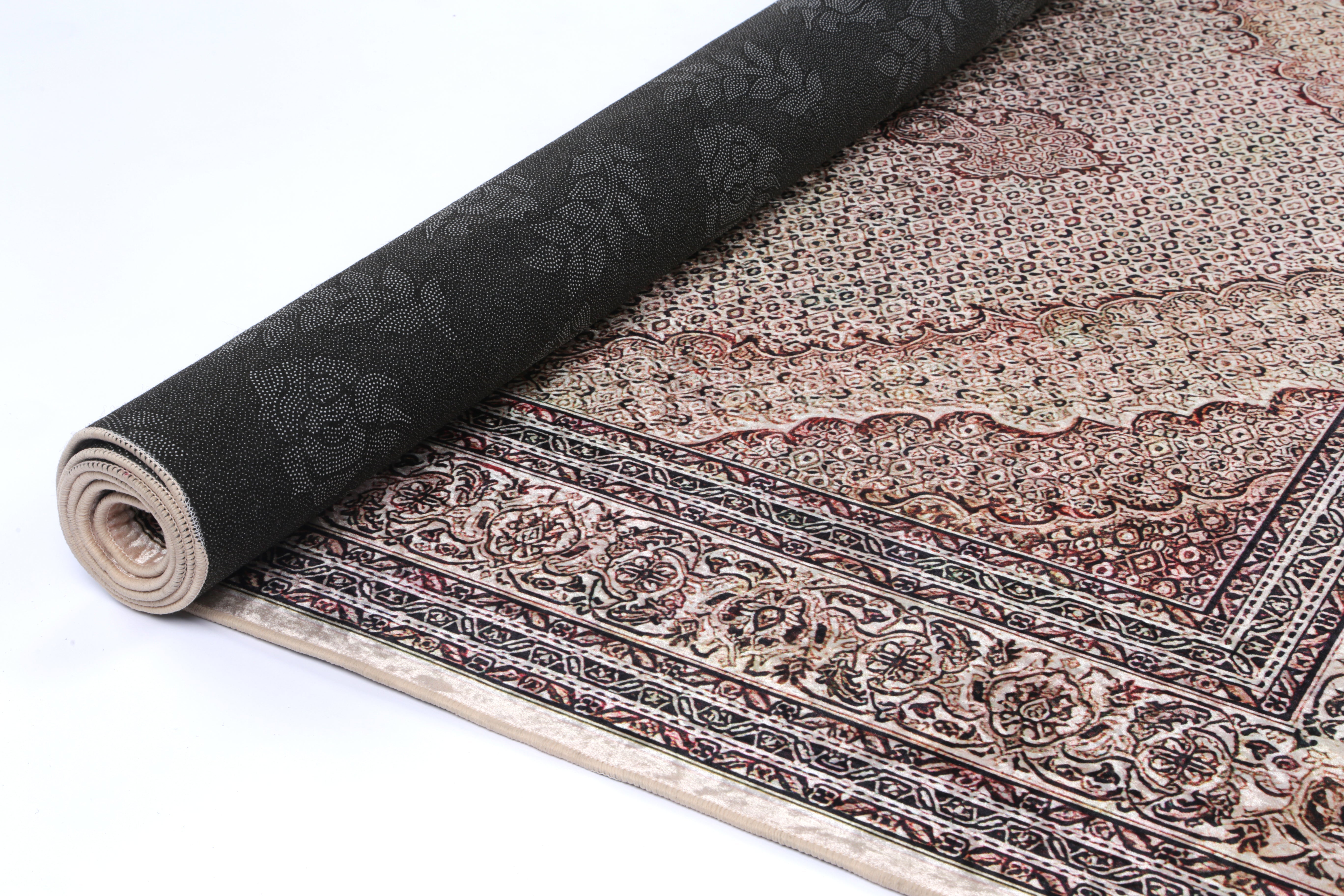 Valencia Medallion Red Non-Slip Rug - ANGE04