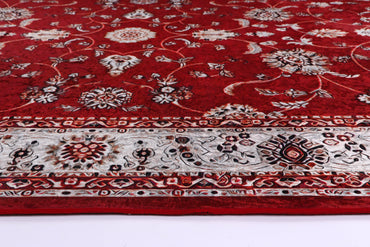 Valencia Traditional Floral Border Red Non-Slip Rug - ANGE07