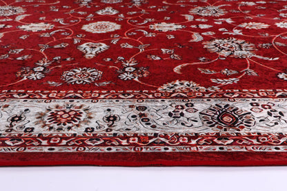 Valencia Traditional Floral Border Red Non-Slip Rug - ANGE07