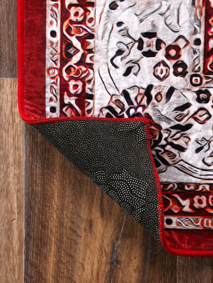 Valencia Traditional Floral Border Red Non-Slip Rug - ANGE07