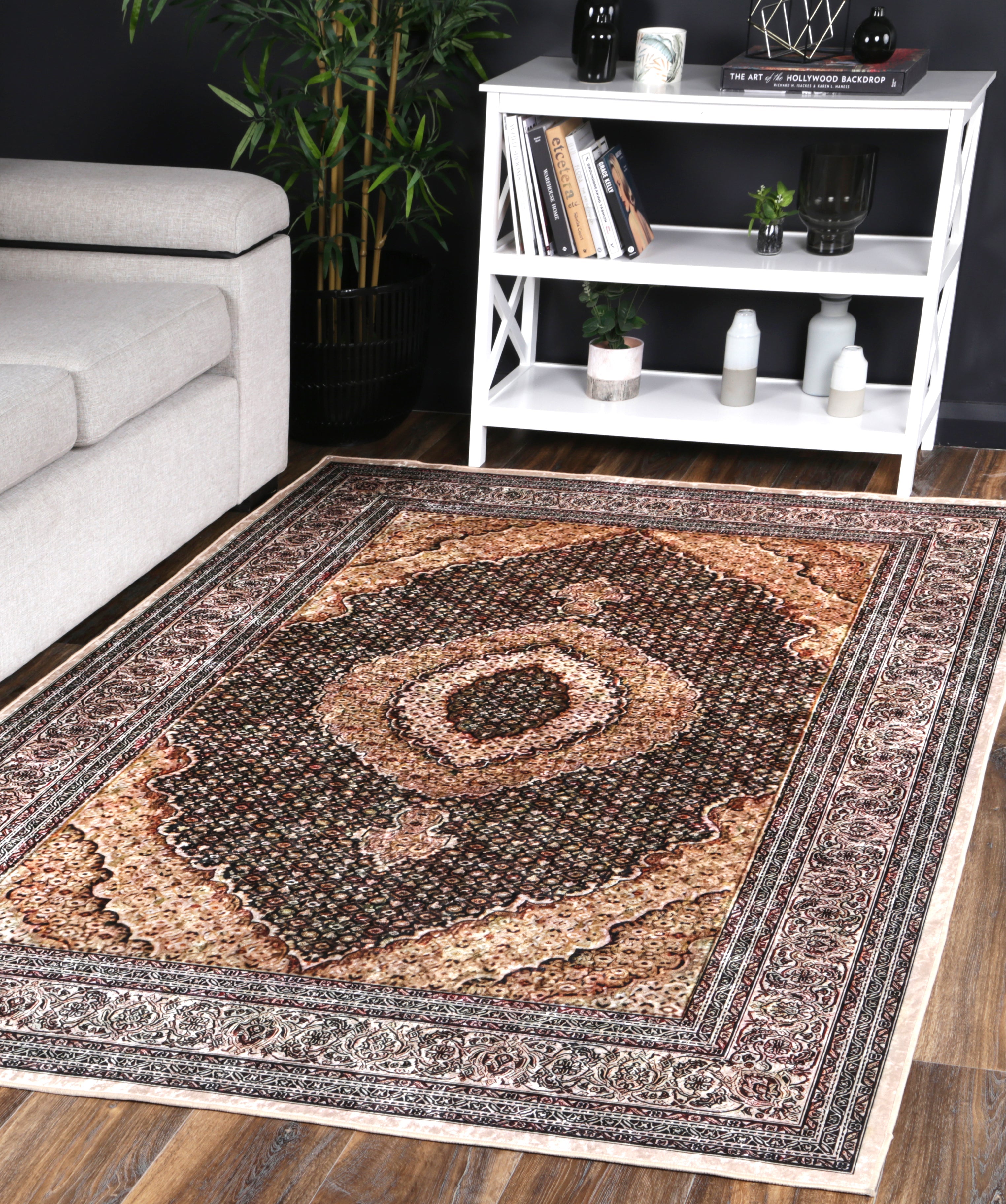 Valencia Medallion Gold Non-Slip Rug - ANGE11