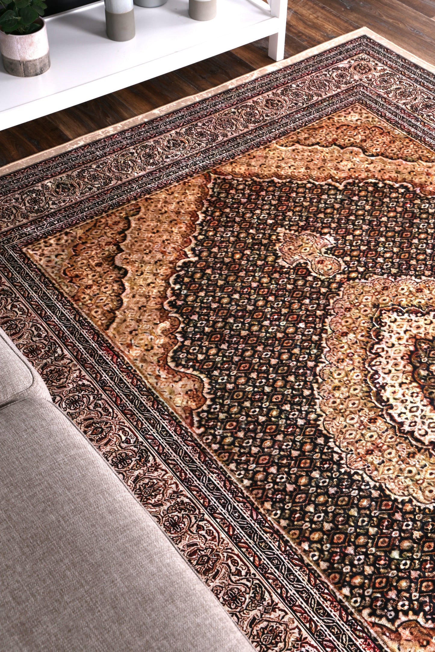 Valencia Medallion Gold Non-Slip Rug - ANGE11