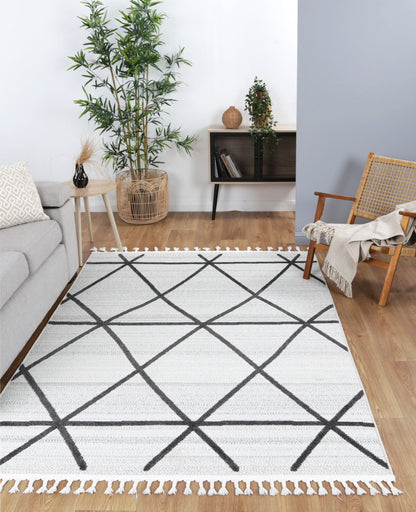 Kaelen Trojan Geometric Ivory and Anthracite Rug