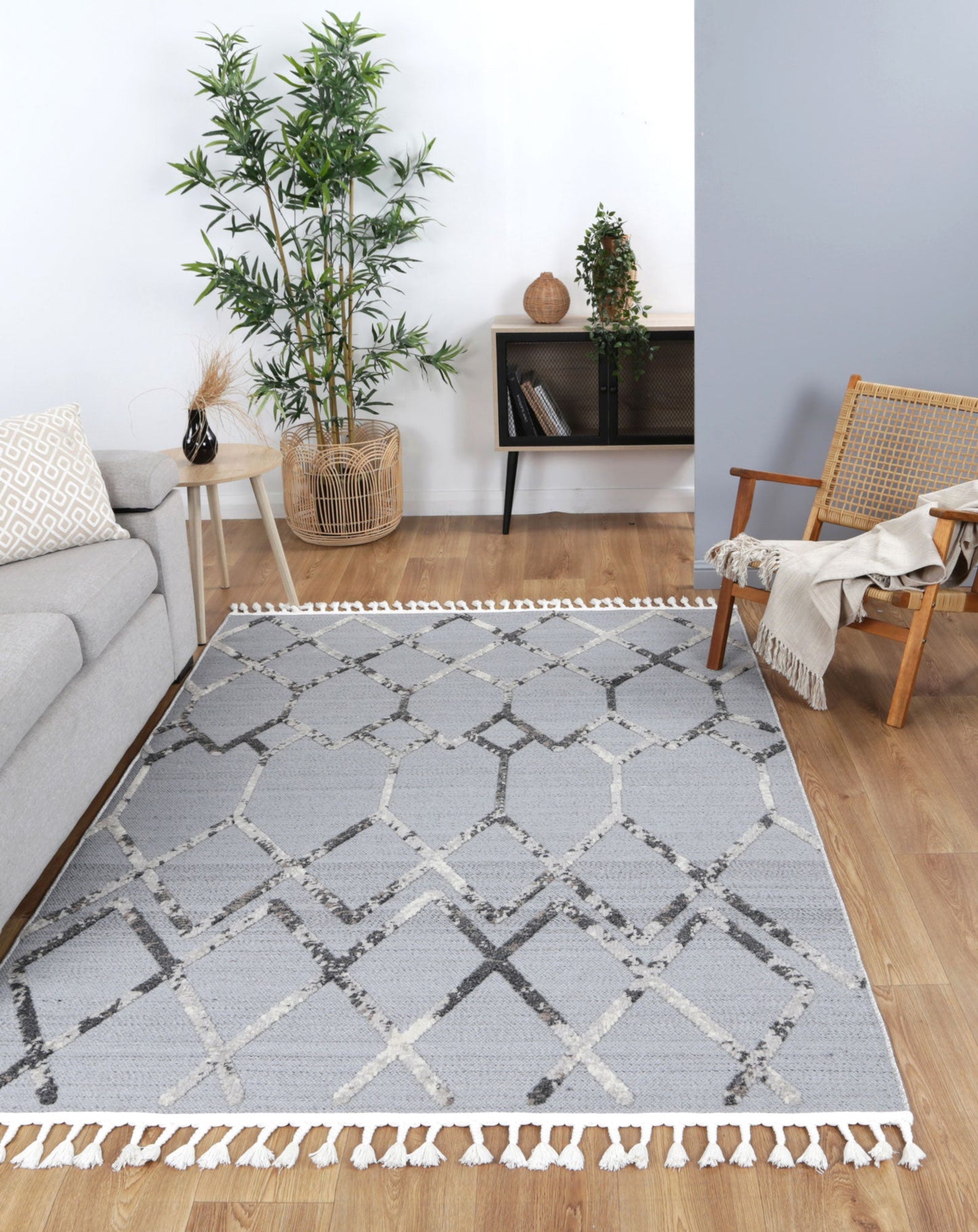 Kaelen Meliac Geomteric Grey and Taupe Rug