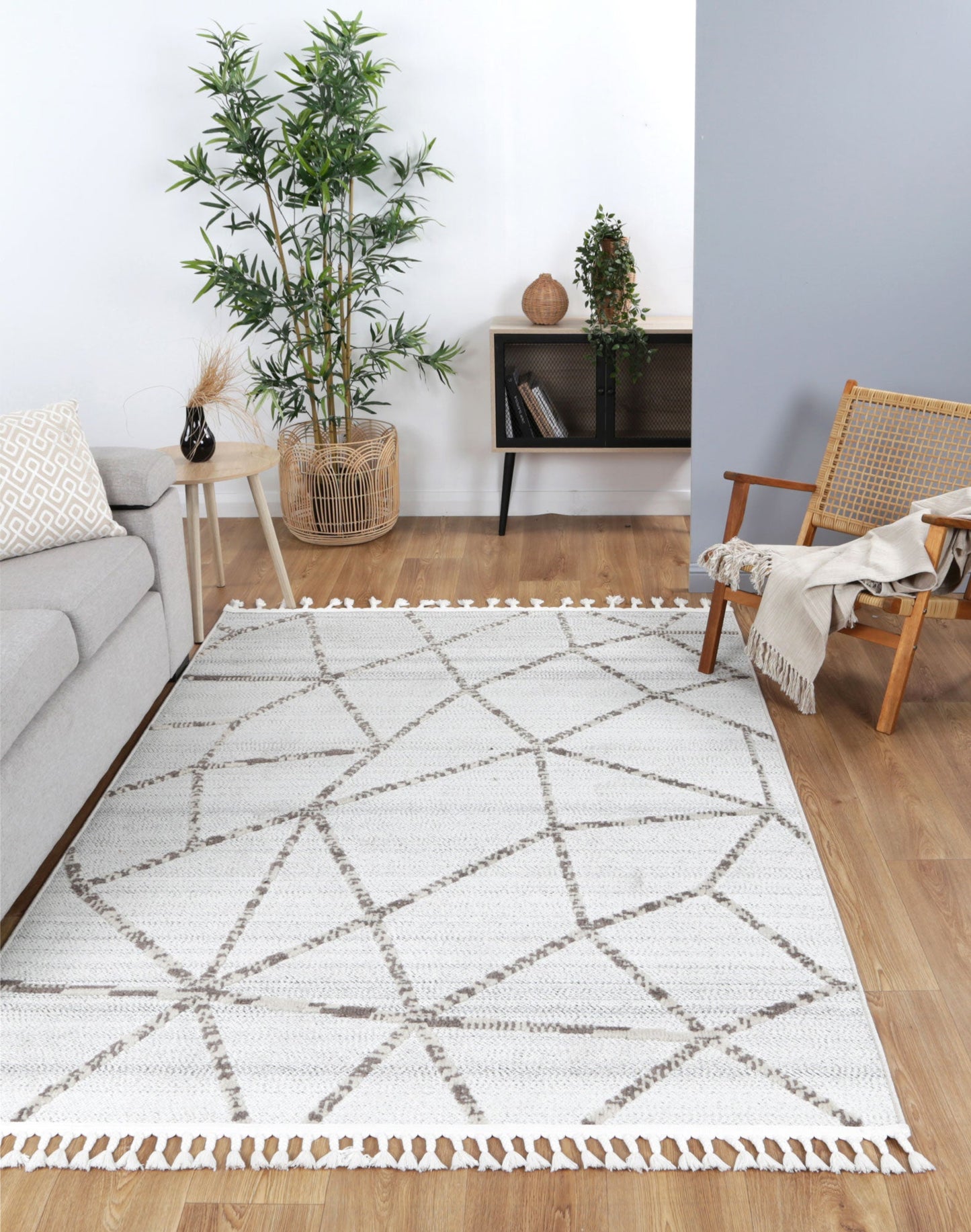 Kaelen Agros Geometric Cream and Beige Rug