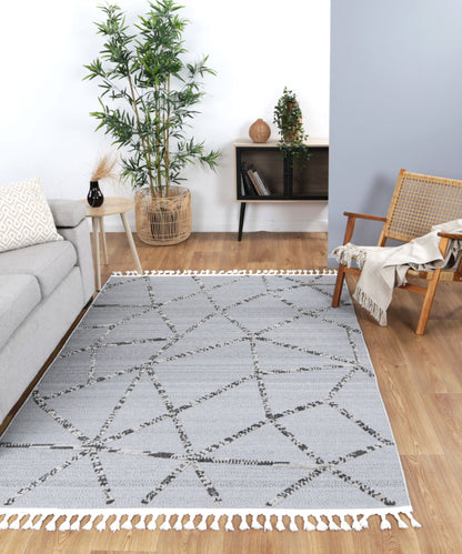 Kaelen Sparta Geomteric Grey and Ash Rug