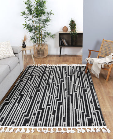 Kaelen Arcadia Geomteric Black and White Rug