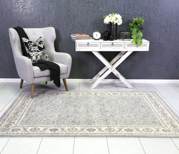 Axelle Grey Cream Border Rug