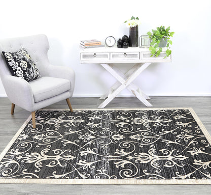 Axelle Vines Grey Beige Rug