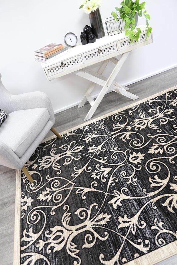 Axelle Vines Grey Beige Rug