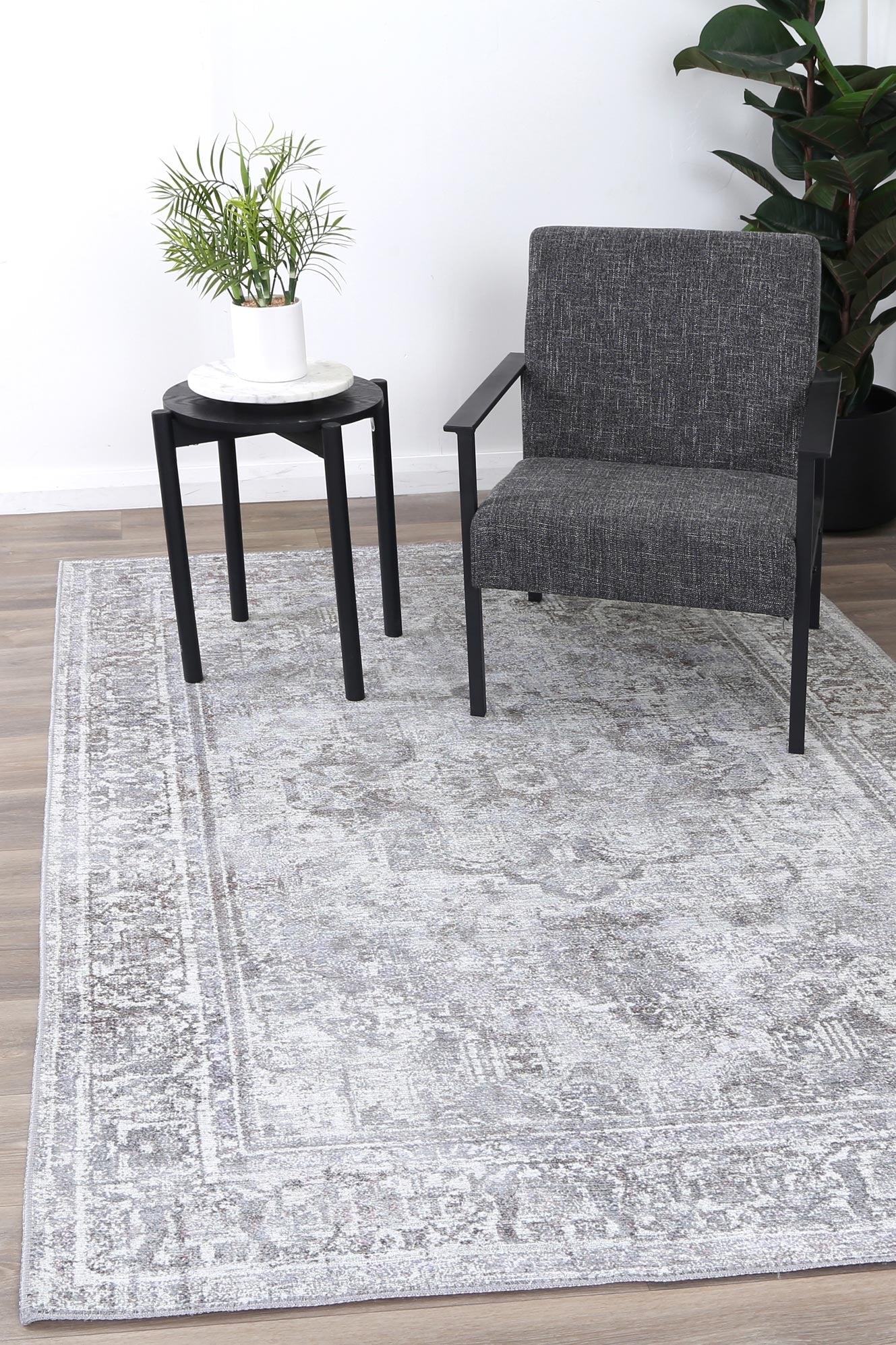 Santorini Arbela Grey Washable Rug - VTL1011-02