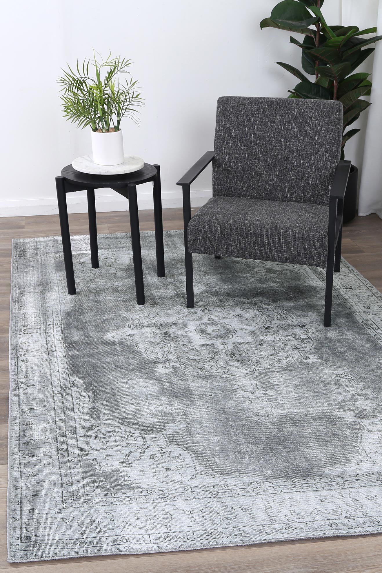Santorini Isin Dark Grey Washable Rug - VTL1192-02