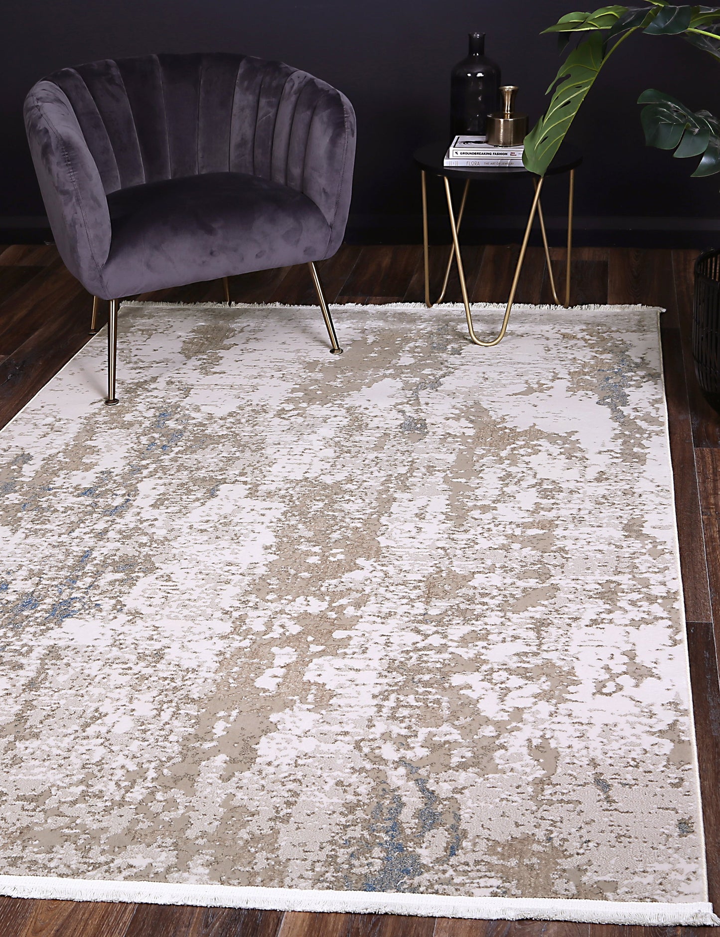 Evara One Modern Beige Blue Rug