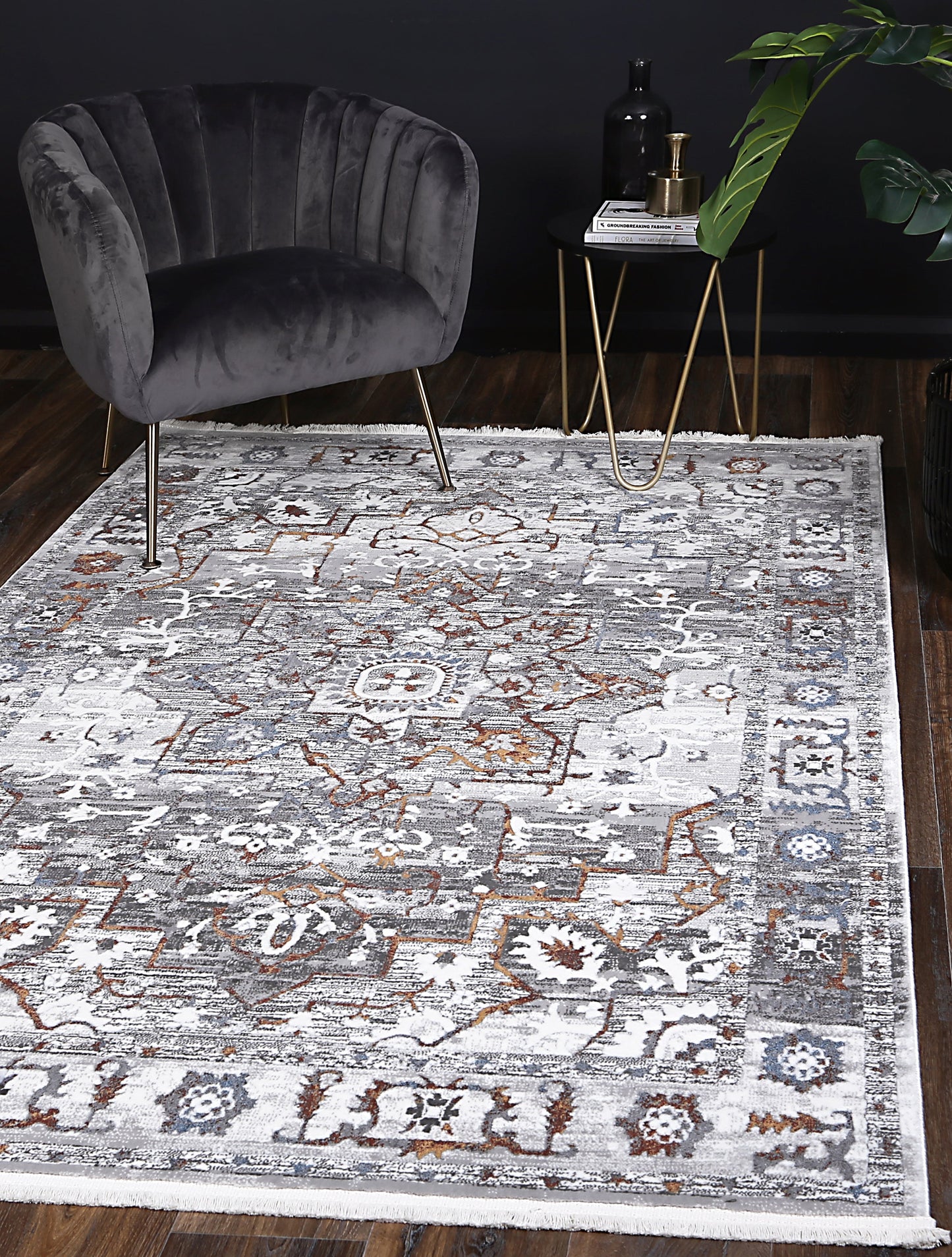 Evara Medalion Grey Multi Rug