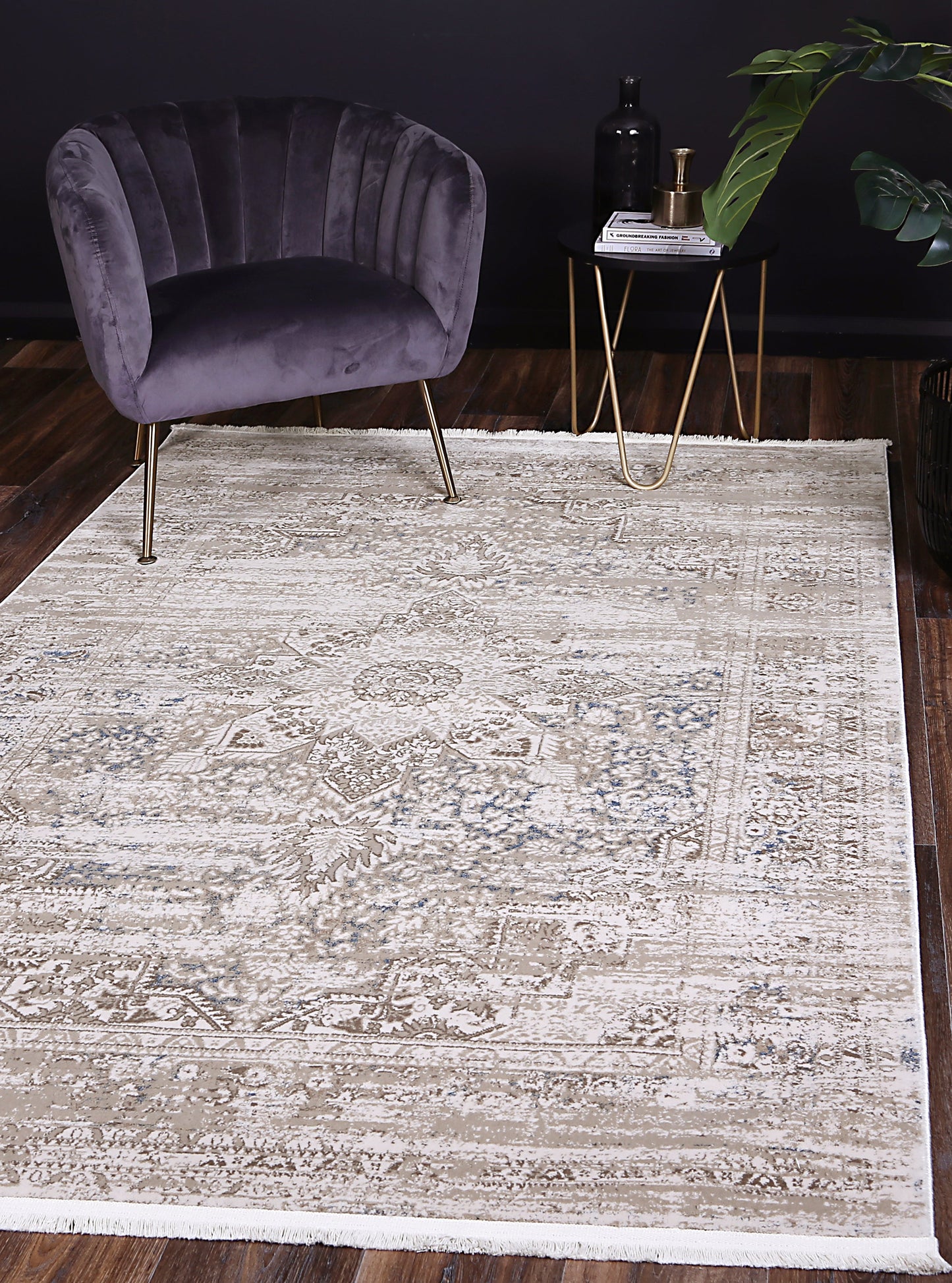 Evara Medalion Beige Blue Rug
